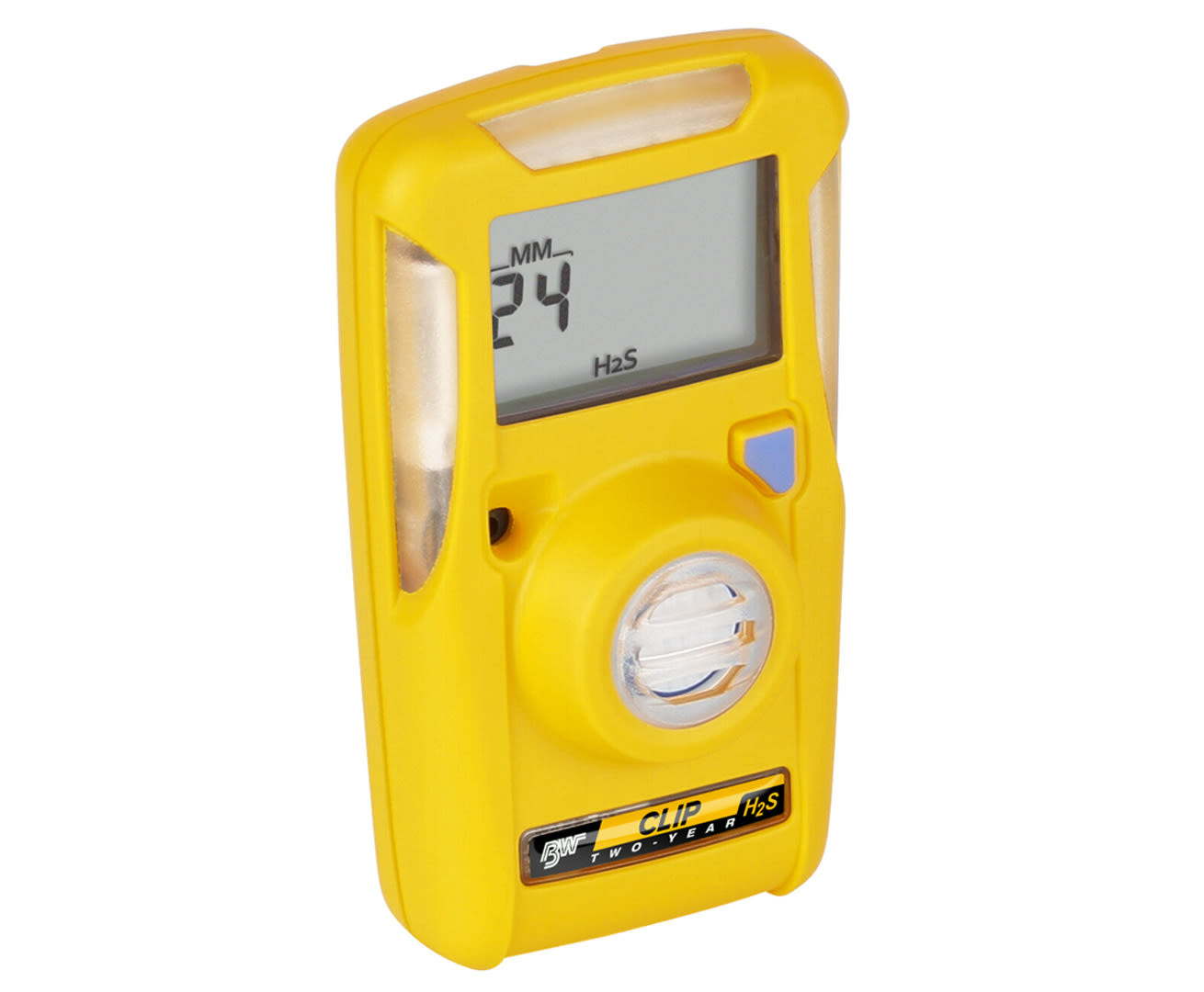 Gelbes H2S-Gaswarngerät mit Display.