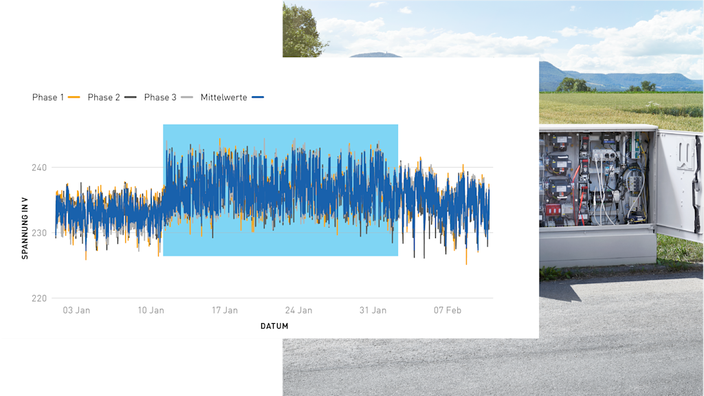 Spannungsverlauf im Januar/Februar.