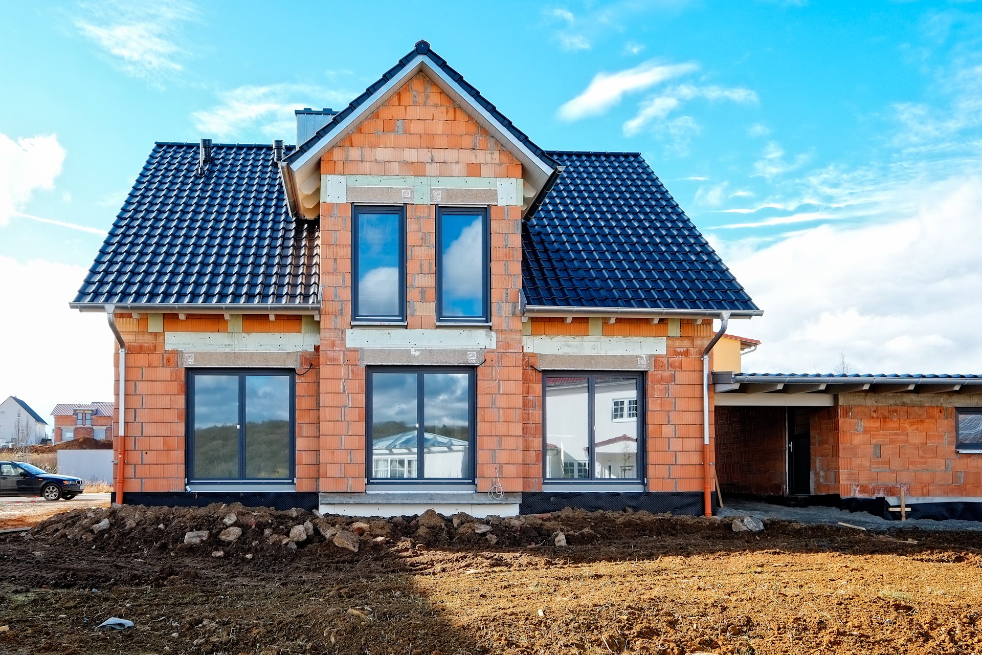 Neues Haus im Rohbau.