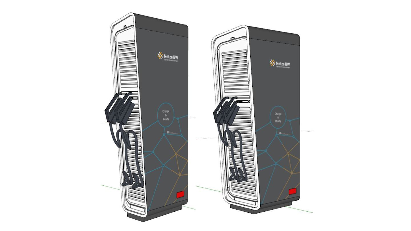 Illustration: zwei Netze-BW-Ladestationen.