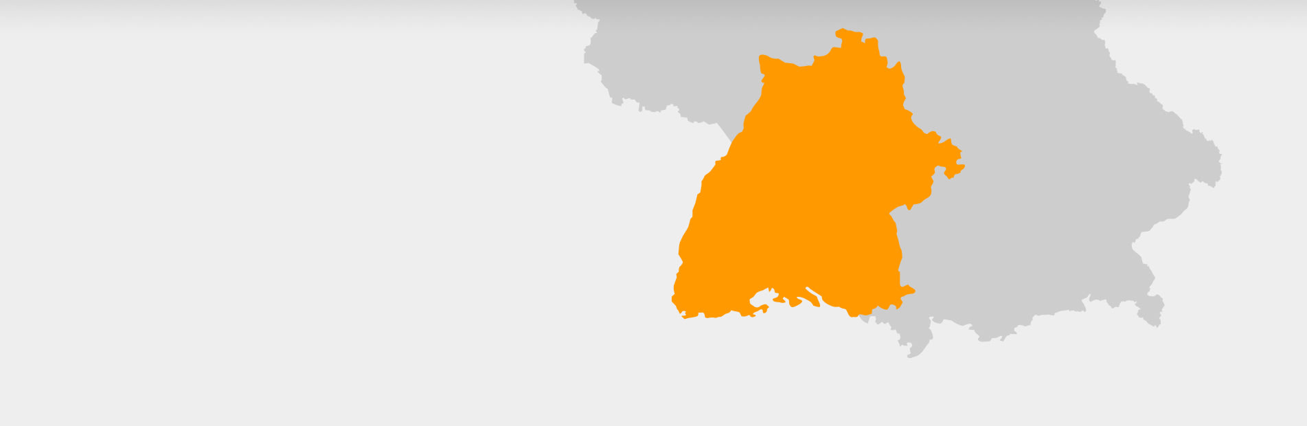 Karte von Süddeutschland: Baden-Württemberg hervorgehoben.