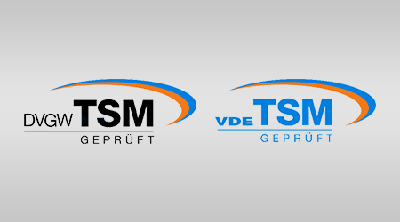 Logos: DVGW und VDE TSM geprüft.