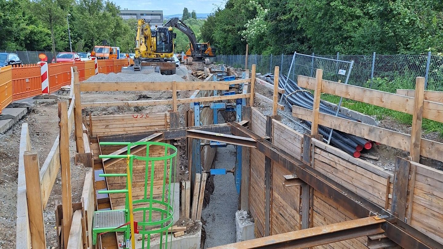 Auf dem Bild sehen sie die Baugrube der Nordleitung I.