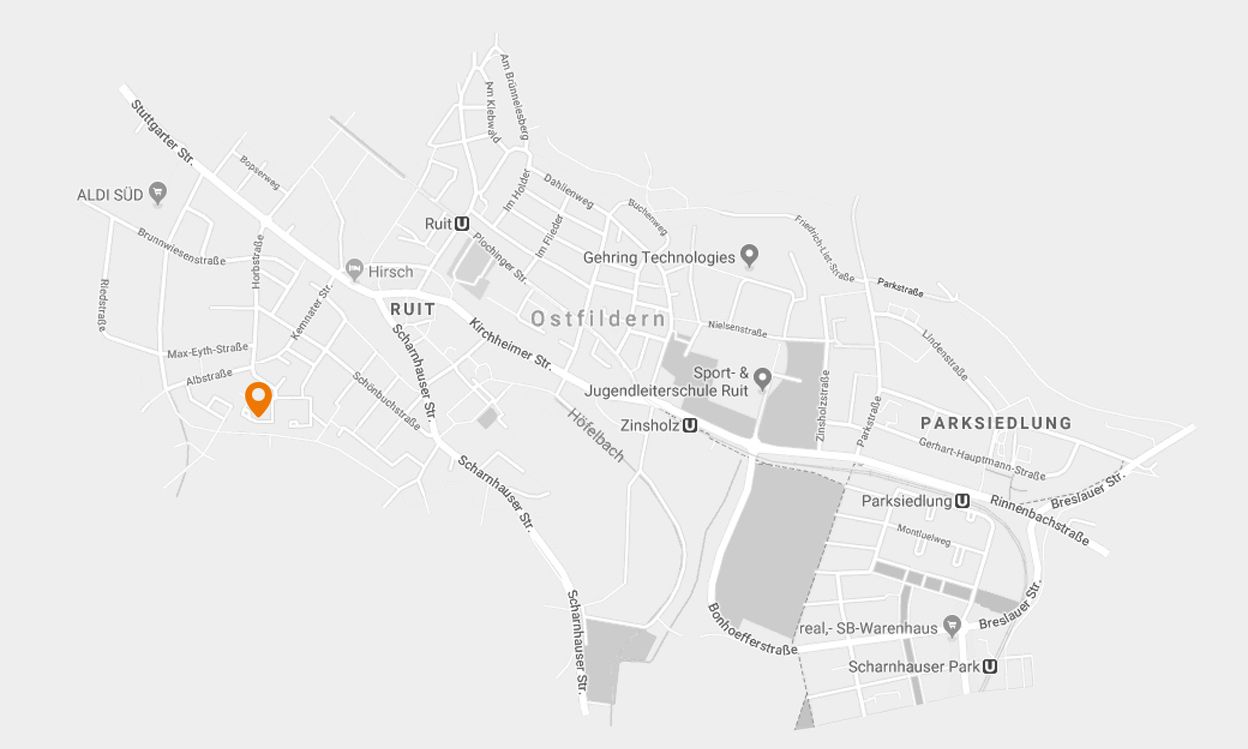 Ortskarte Ruit mit Markierung.