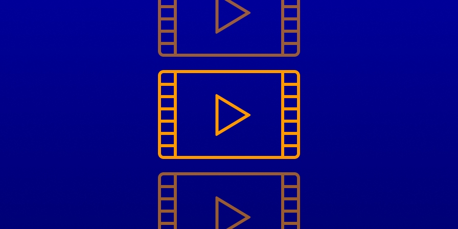 Grafik: Drei Filmstreifen mit Play-Symbol.