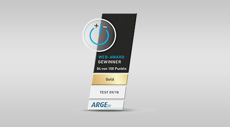 Web-Award Gewinner Gold: 84 von 100 Punkten.