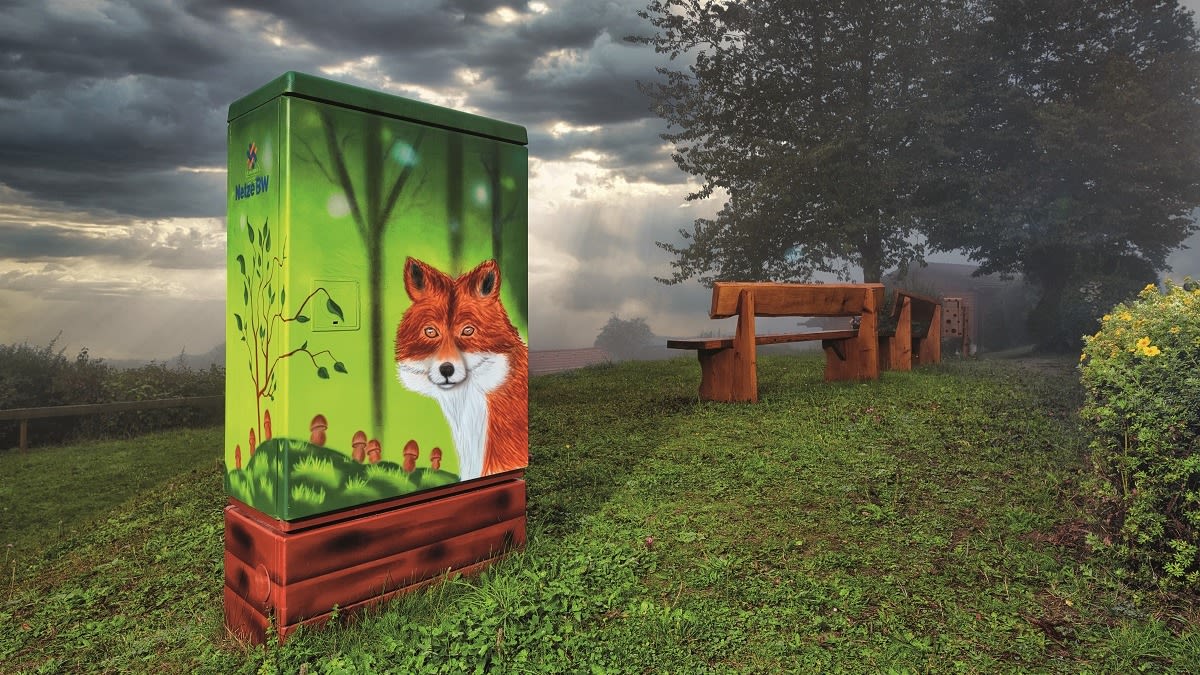 Graffiti auf Verteilerkasten: Fuchs-Motiv.