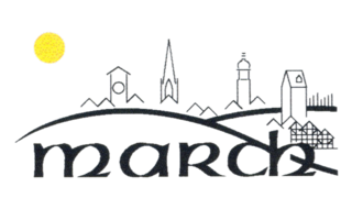 Logo der Gemeinde March mit Skyline und Sonne