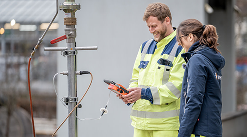 Überprüfung des Wasserstoffgehalts im Netz bei der Netzumstellung.