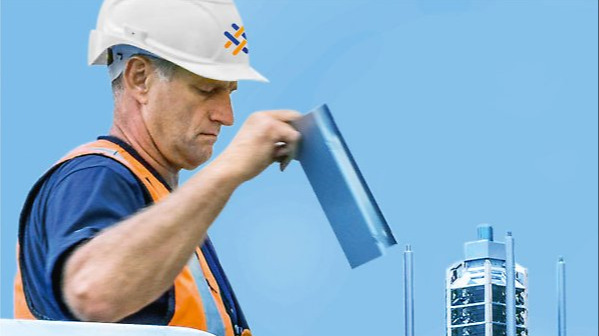 Bauarbeiter bei der Arbeit.